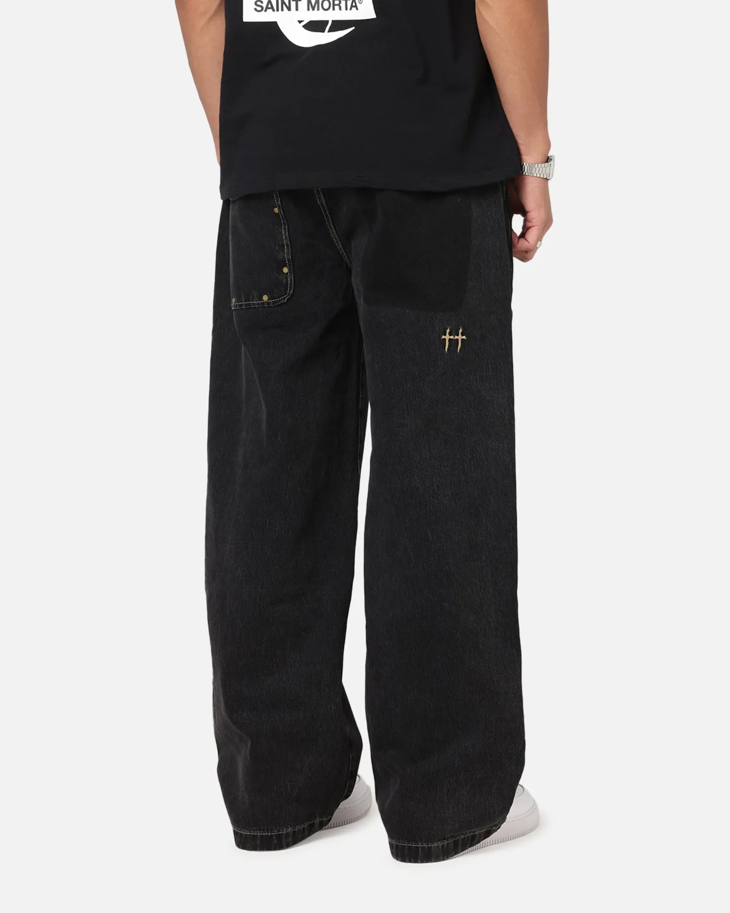 Saint Morta Amplus Rodeo Drive Recon Jeans Black Shadow No Gap Waist Engineering Abrasion Resistant Surface