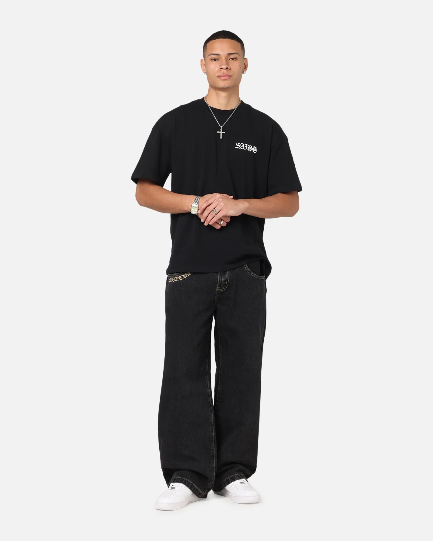 Saint Morta Amplus Rodeo Drive Recon Jeans Black Shadow light feel Button Fly Option