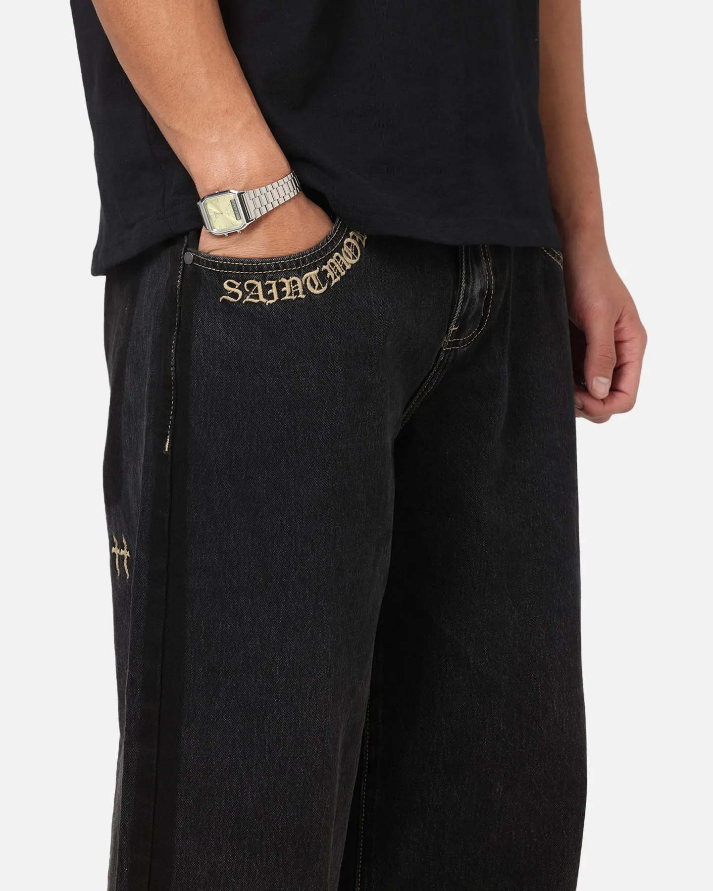 Saint Morta Amplus Rodeo Drive Recon Jeans Black Shadow Soft Sustainable Sharp Edge