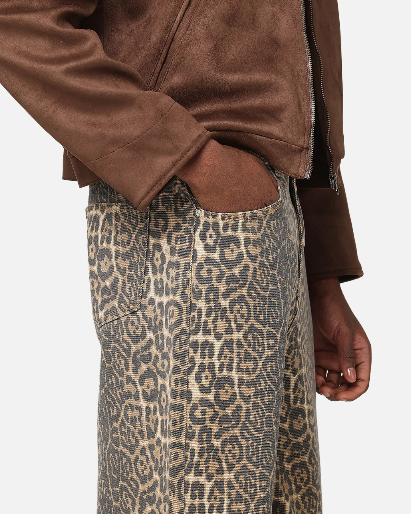 XXIII Leopard Baggy Jeans Leopard Reinforced Belt Loops