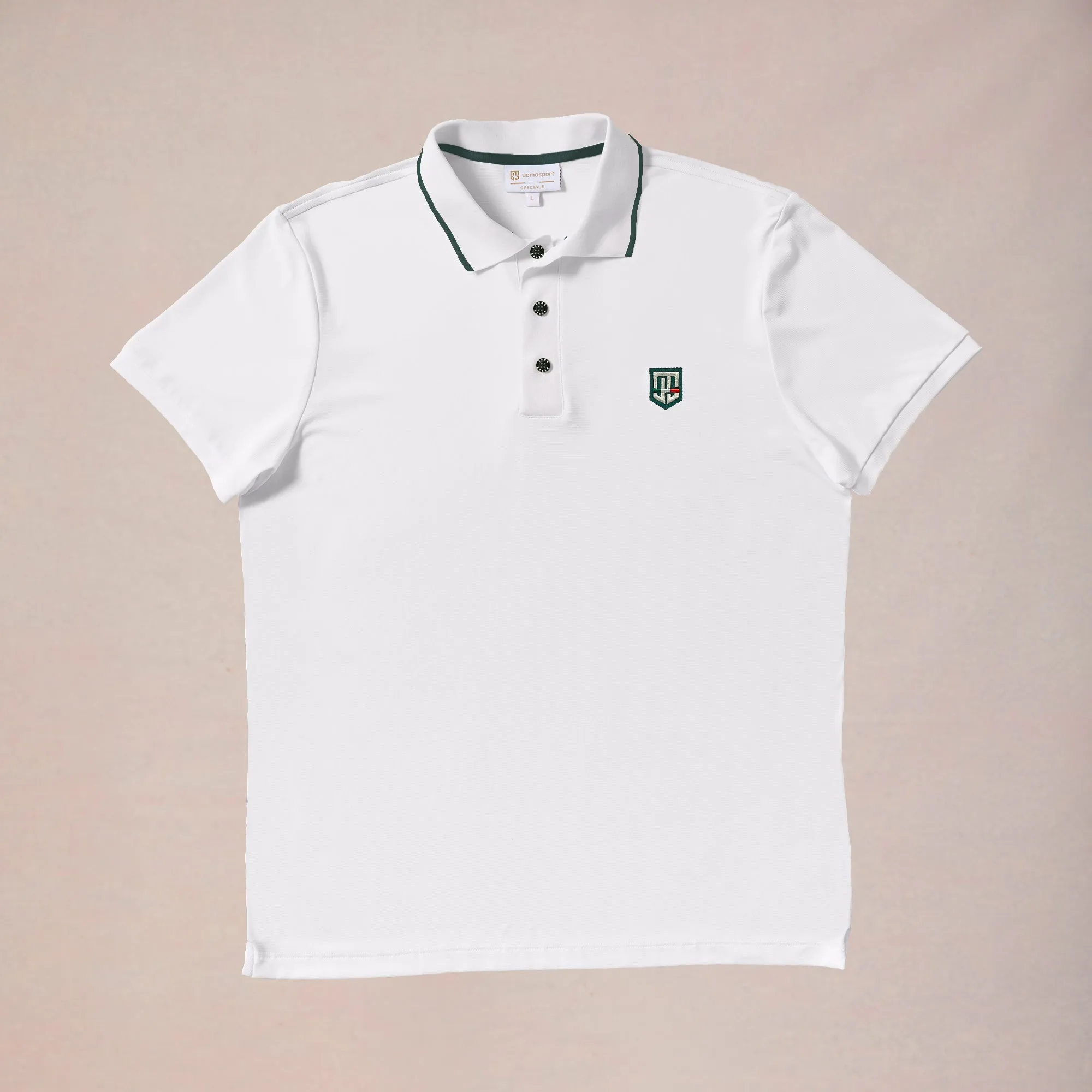 Ventilated Side Gussets MoistureWicking Fabric Retro IV Polo - Bianco / Terra