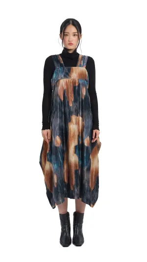 Mature Charm Romance Air Watercolour Graphic Velour Printed Dress