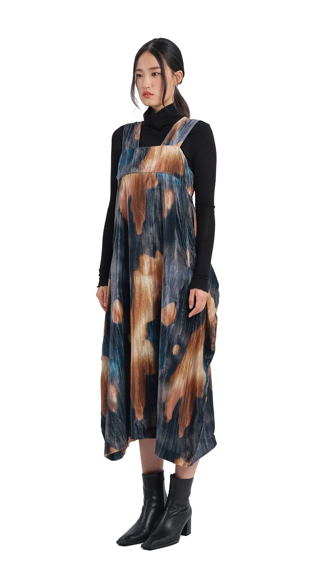 Watercolour Graphic Velour Printed Dress Move Fast Sustain Glow