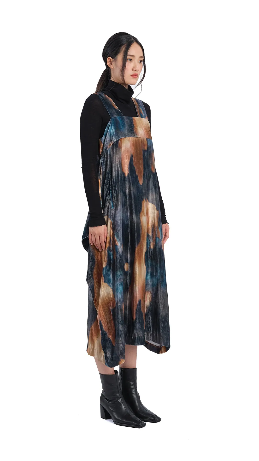 LightweightDesign Watercolour Graphic Velour Printed Dress