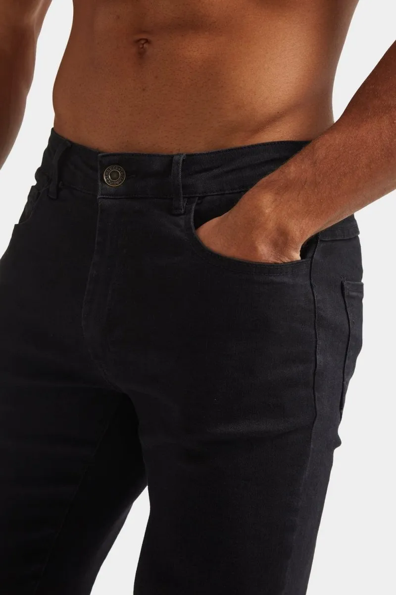 Athletic Fit Jeans in Black Breathable Lining Shopping Day Vibrant