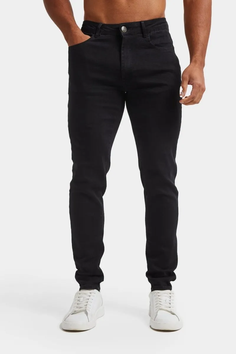 Athletic Fit Jeans in Black Tailored Cut All weather