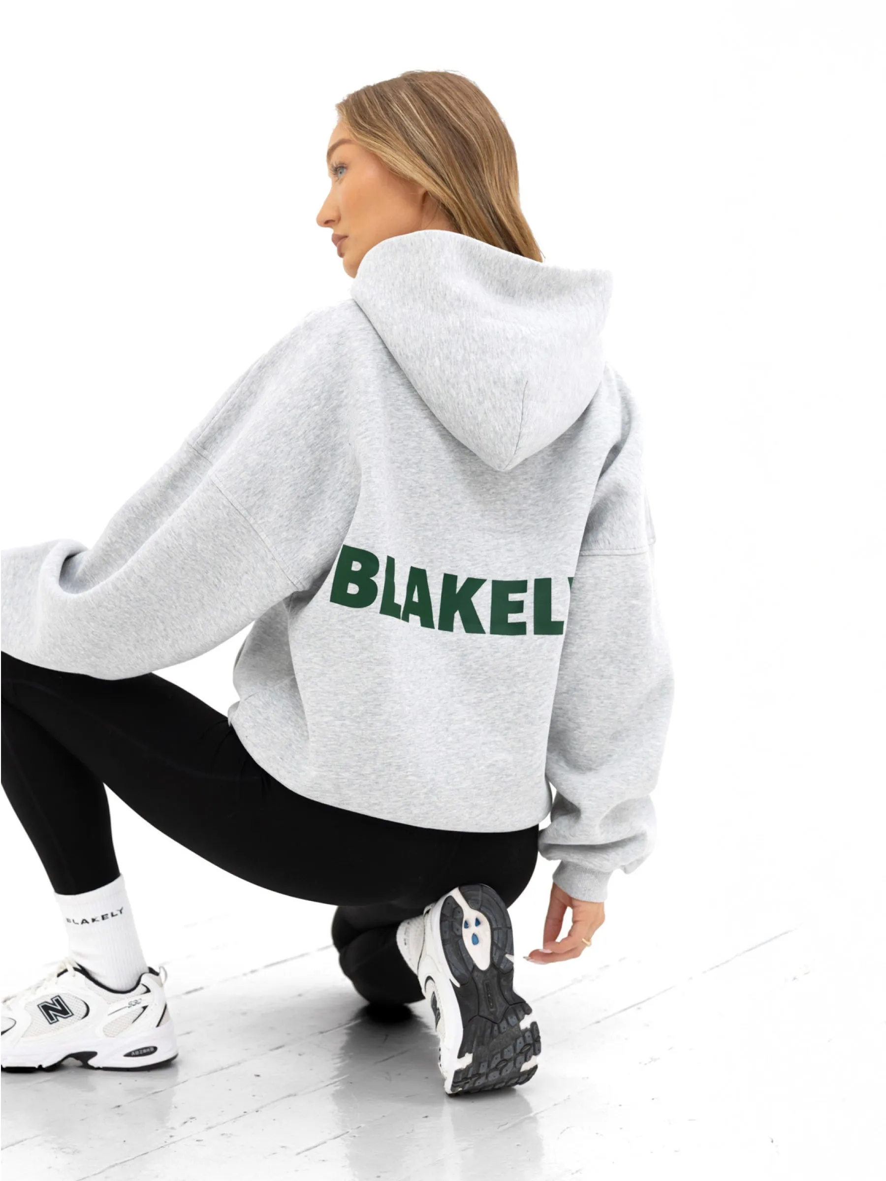 Chest pocket Amelie Oversized Hoodie - Marl Grey