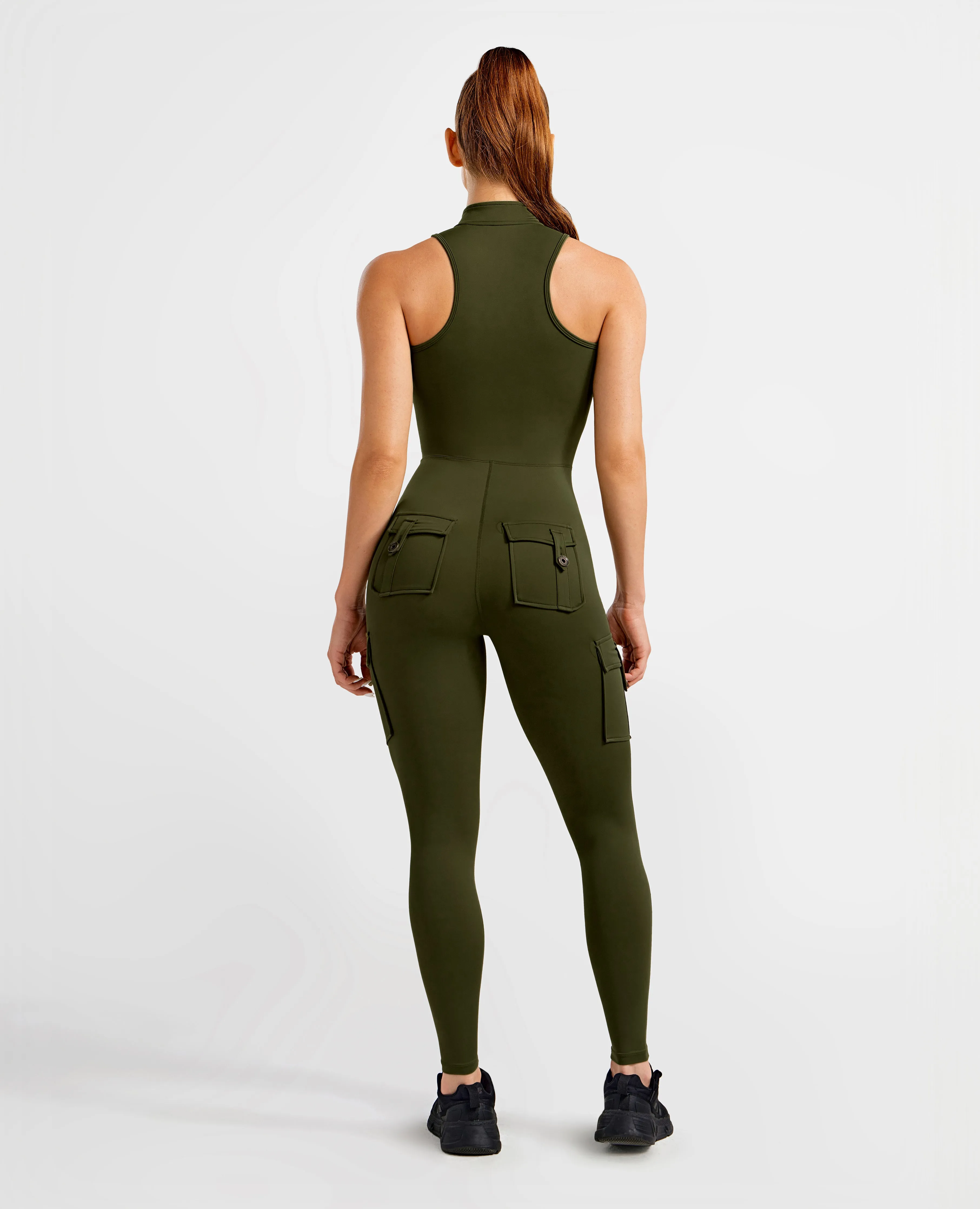 StaticFreeLining Cargo Pocket Long Bodysuit - Dark Olive Green