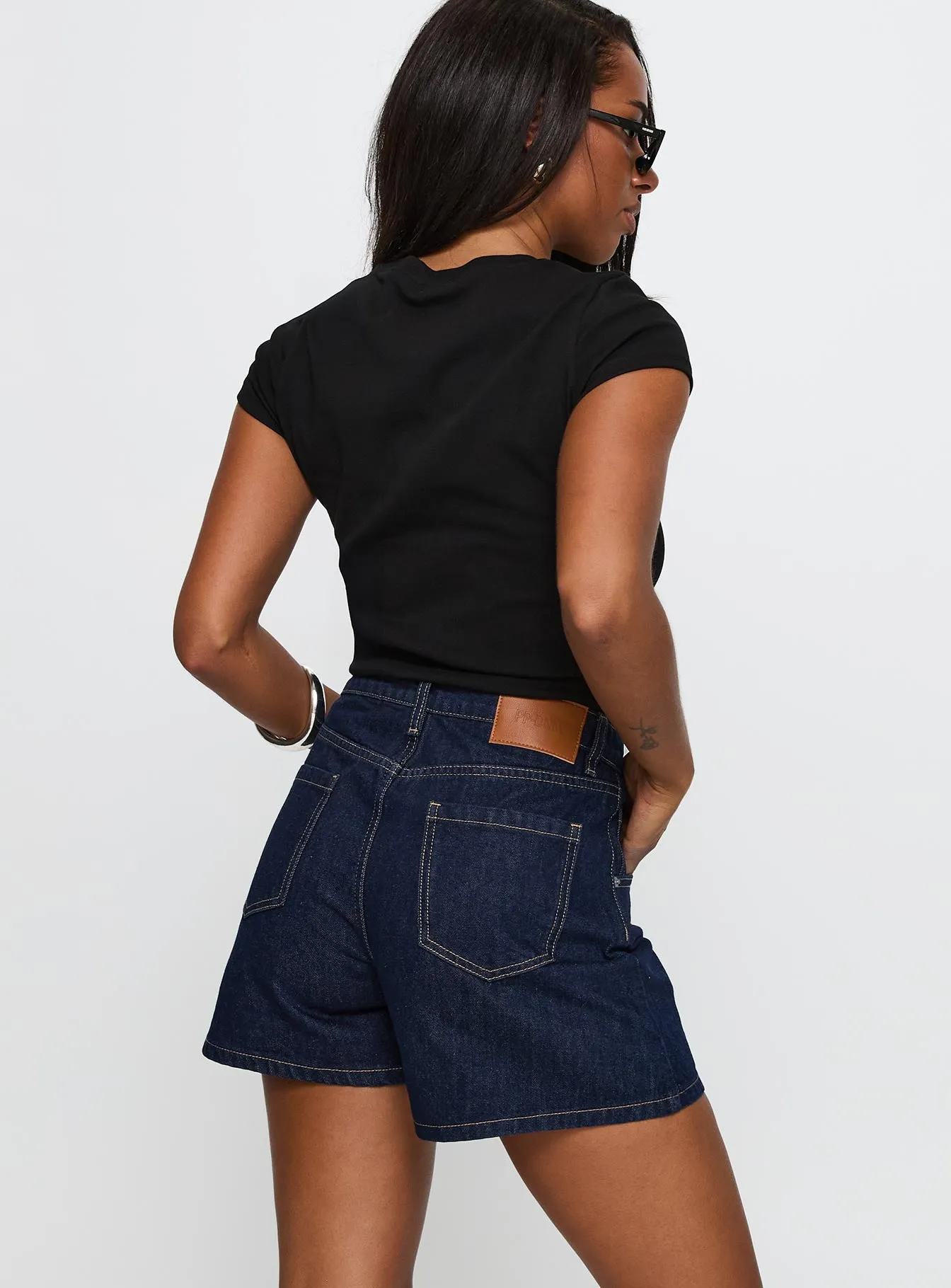 Saldana Shorts Dark Blue Denim Calm Wave