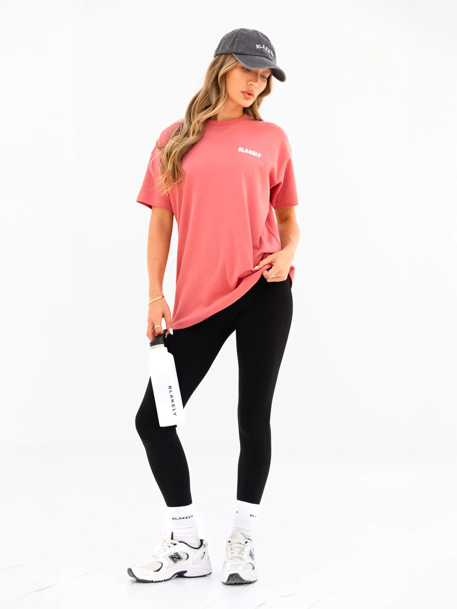 Soft Comfort Wear Sleeveless freedom Cloud Print Oversized T-Shirt - Sunrise Coral