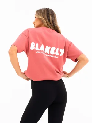 Cloud Print Oversized T-Shirt - Sunrise Coral Soft Touch Fit Lightweight Construction