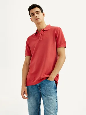 Men's Solid Overdyed Slim Fit Polo T-shirt Layered Look