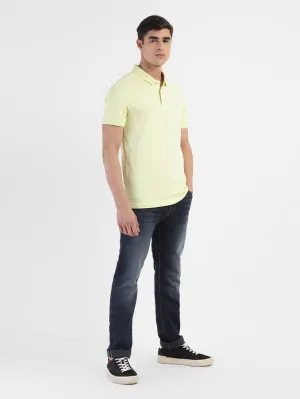 Trendy Casual Men's Geometric Print Polo T-shirt Yellow