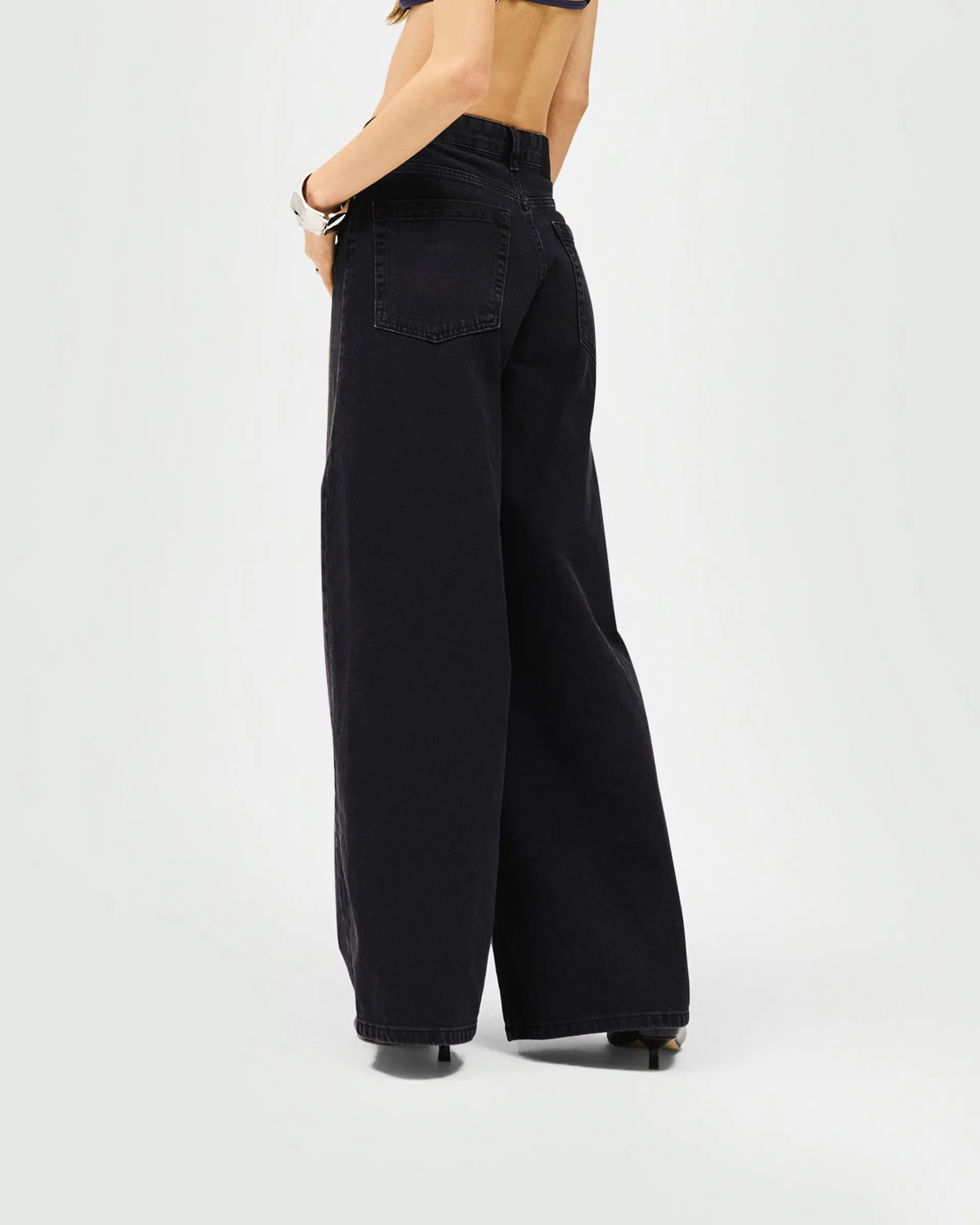 Chill Comfort Spring Mood Bold Look Mid Rise Wide Leg Jean - Washed Black