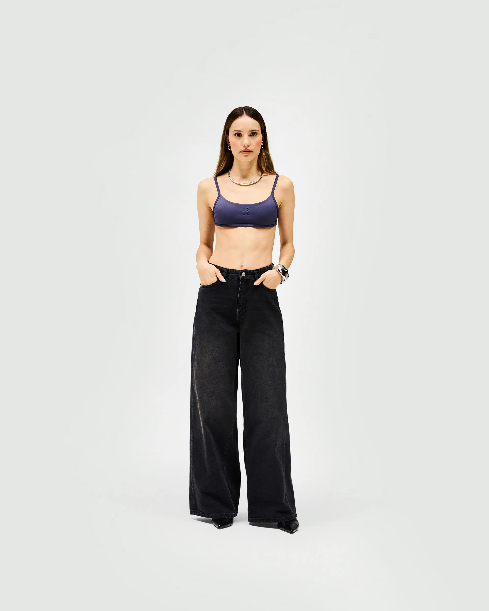 Mid Rise Wide Leg Jean - Washed Black Effortless Layer Modern Minimalist Creative Look Home Comfort