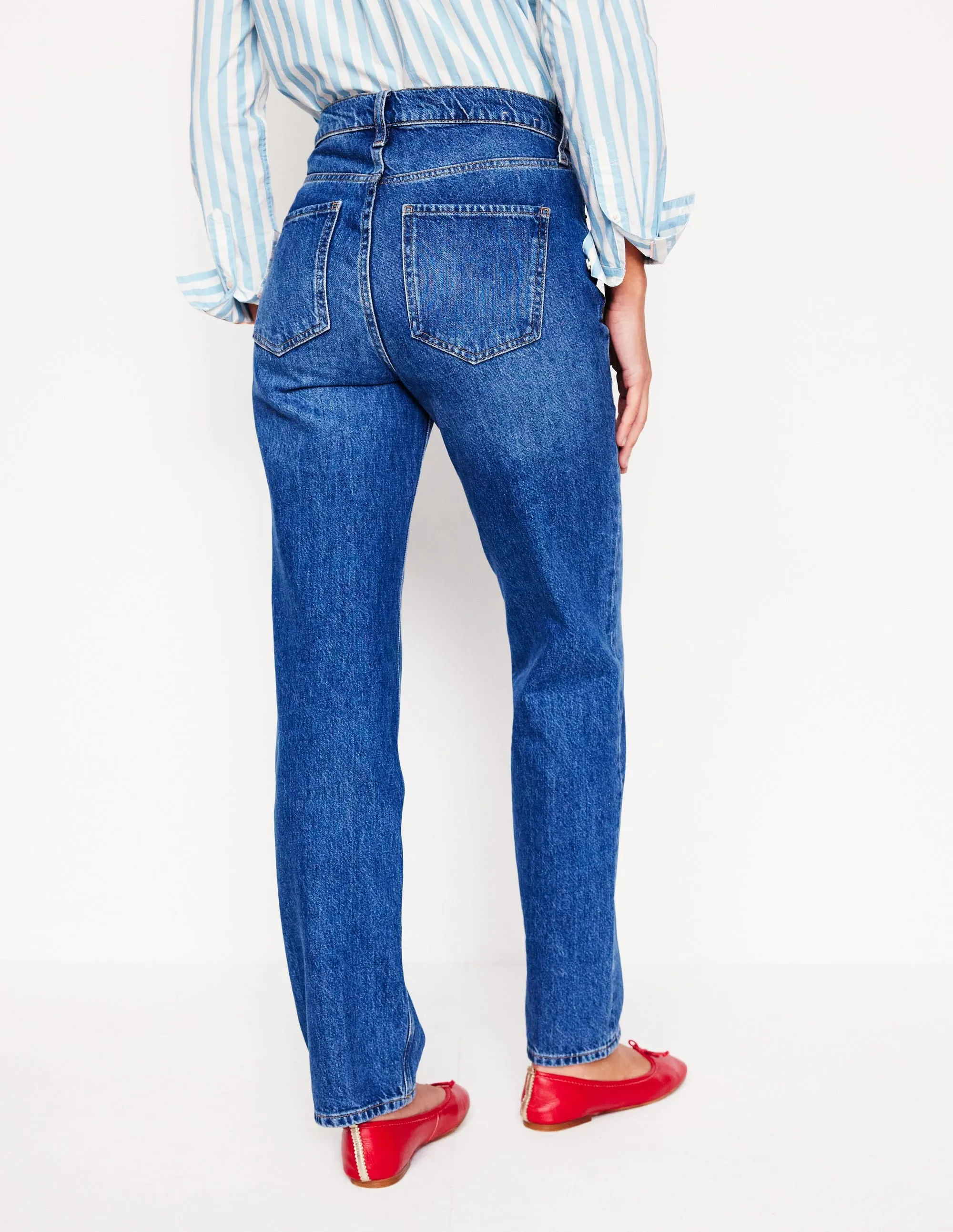 High Rise Rigid Straight Jeans-Mid Vintage Plain Favorite