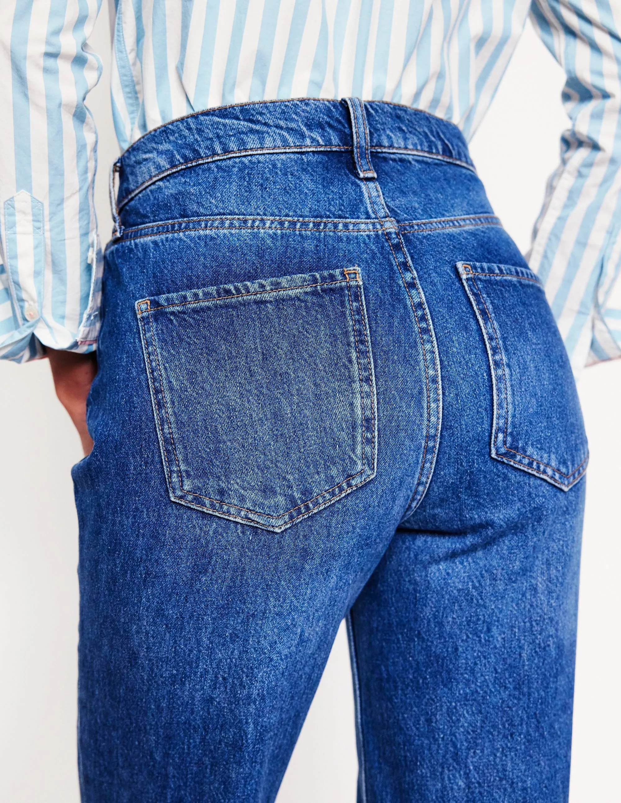 High Rise Rigid Straight Jeans-Mid Vintage Fast Match Ready For All