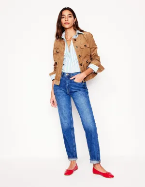 Chill Friendly Everyday Loose Music Event High Rise Rigid Straight Jeans-Mid Vintage