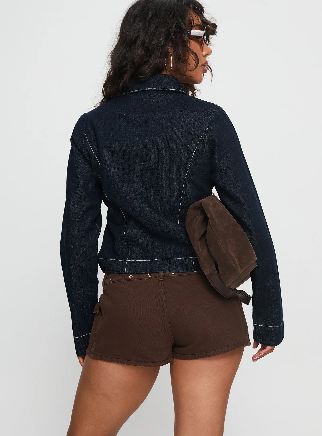 Reno Eyelet Micro Shorts Brown Wash EcoDyeProcess pack light
