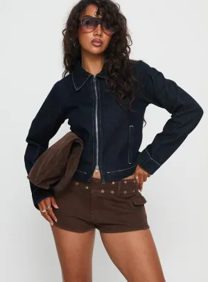 TagFreeDesign Reno Eyelet Micro Shorts Brown Wash