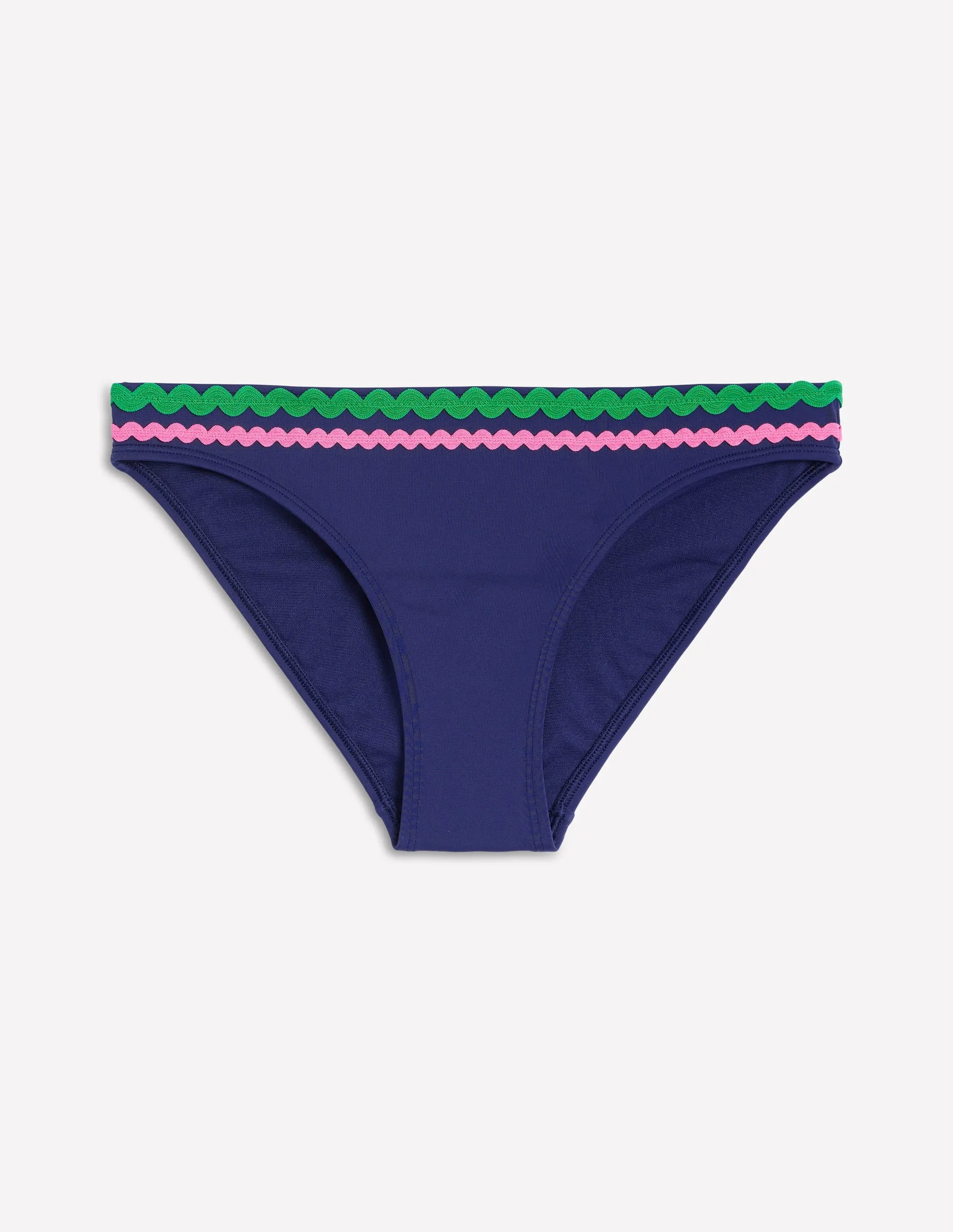 Porto Bikini Bottoms-Navy Rik Rak Quick Adjust Drawstring Glamorous Style
