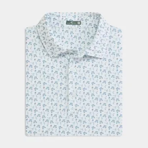 SlimFit Design Stream to Green Printed Performance Polo