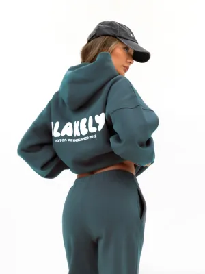 Prairie dog like Cloud Print Oversized Hoodie - Teal Green