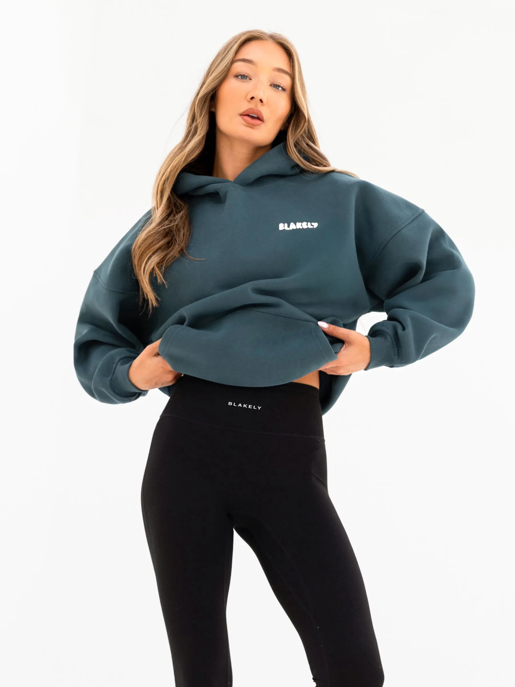 Cloud Print Oversized Hoodie - Teal Green All Day Comfort Non Fade Technology