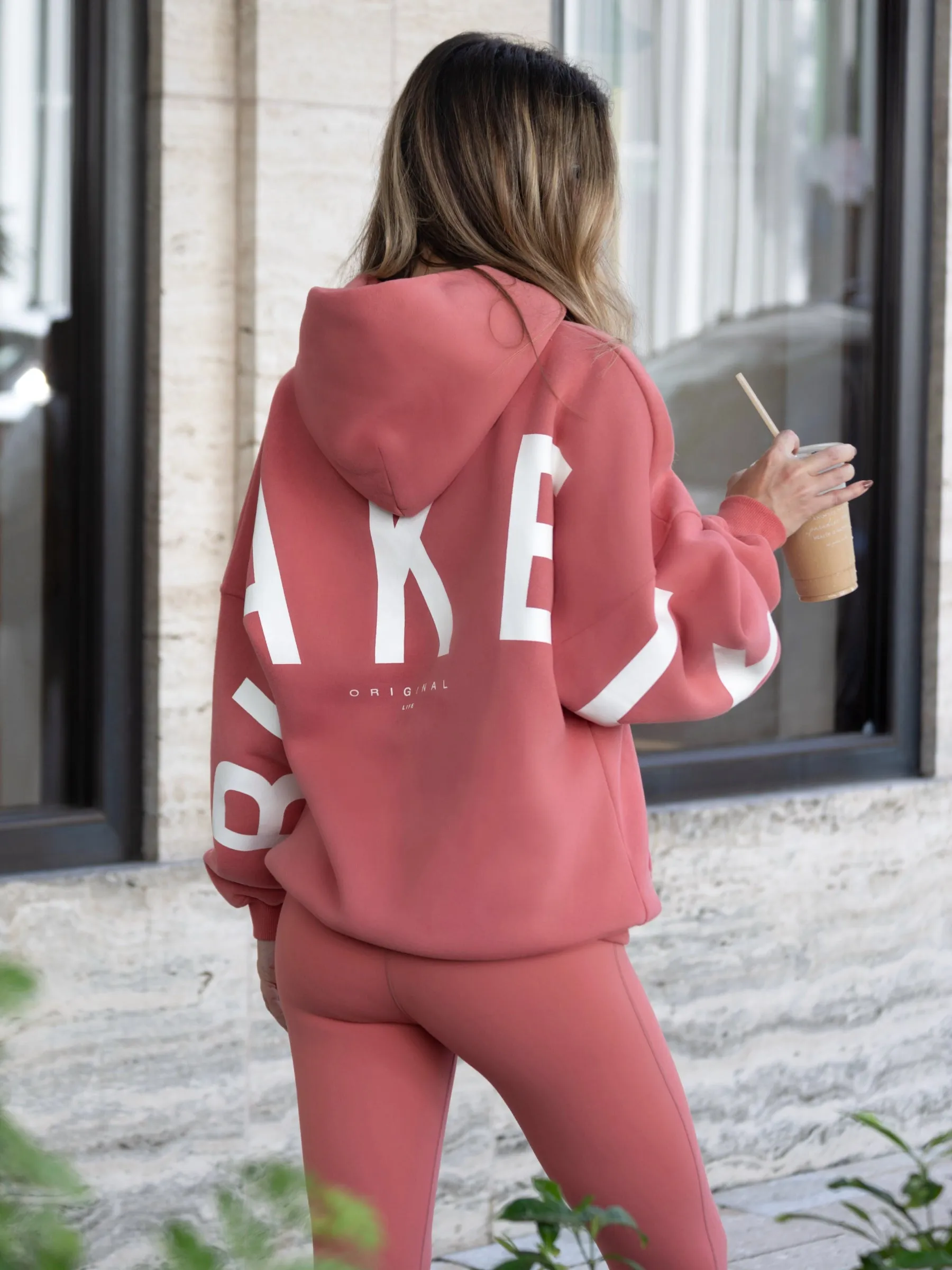 College Essential Isabel Oversized Hoodie - Sunrise Coral
