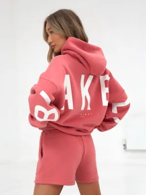 Isabel Oversized Hoodie - Sunrise Coral Retro Style