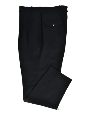 VBC: Black Wool-Linen Straight Leg Twill Weave Texture