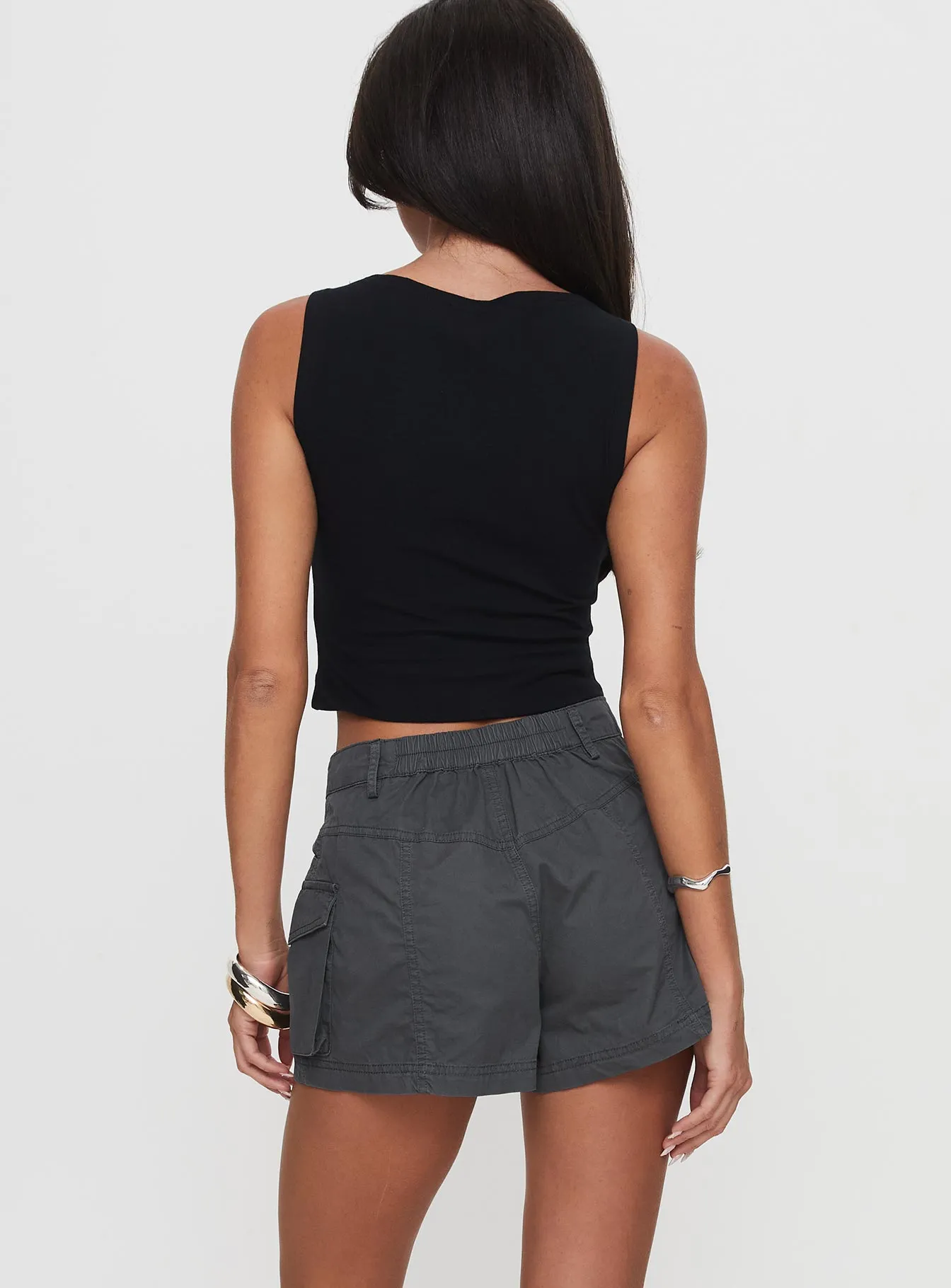 Noble Grace Dense Fit Colonel Cargo Mini Short Slate Petite