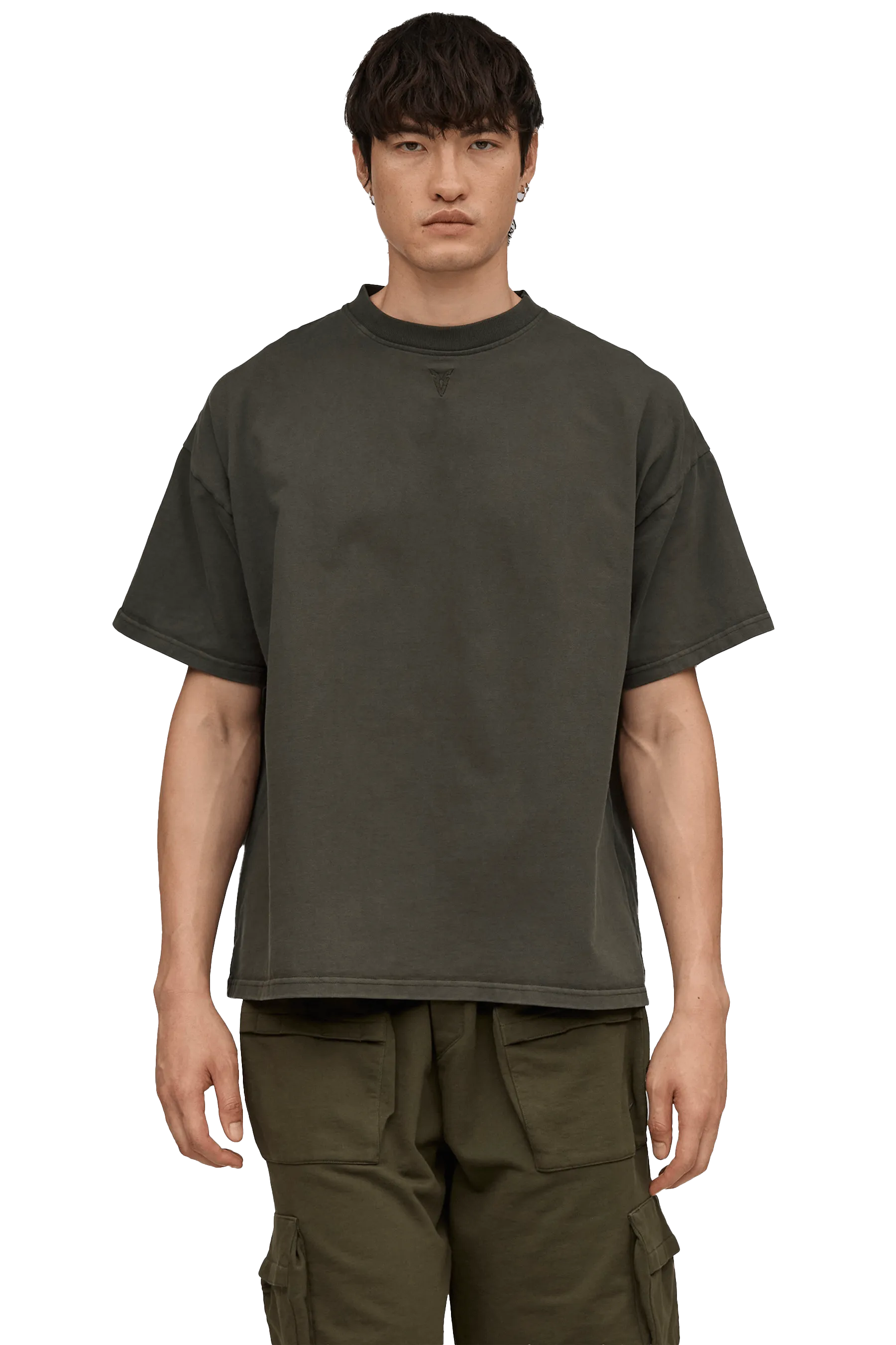 Pocket Included BOXY T-SHIRT - Khaki High Density Weave tropical style