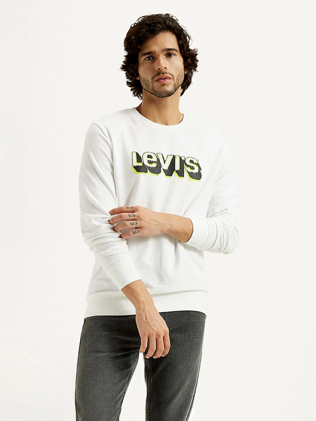 Men's Printed Round Neck Sweatshirt Raglan sleeves Hare like