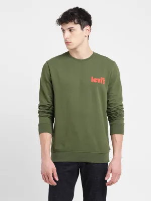 Skate Inspired Bohemian style Men's Solid Green Crew Neck Sweatshirt