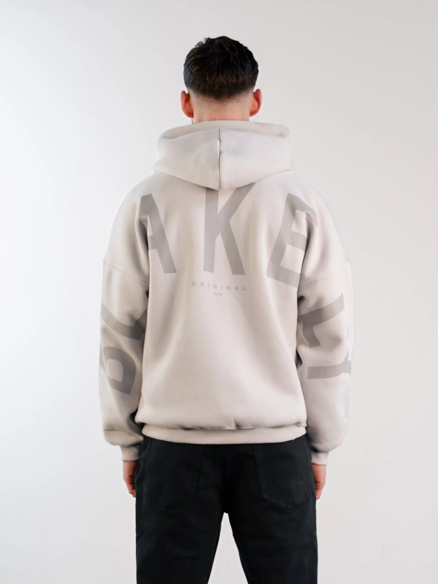 Contemporary Look upcycled design Tonal Idris Oversized Hoodie - Stone