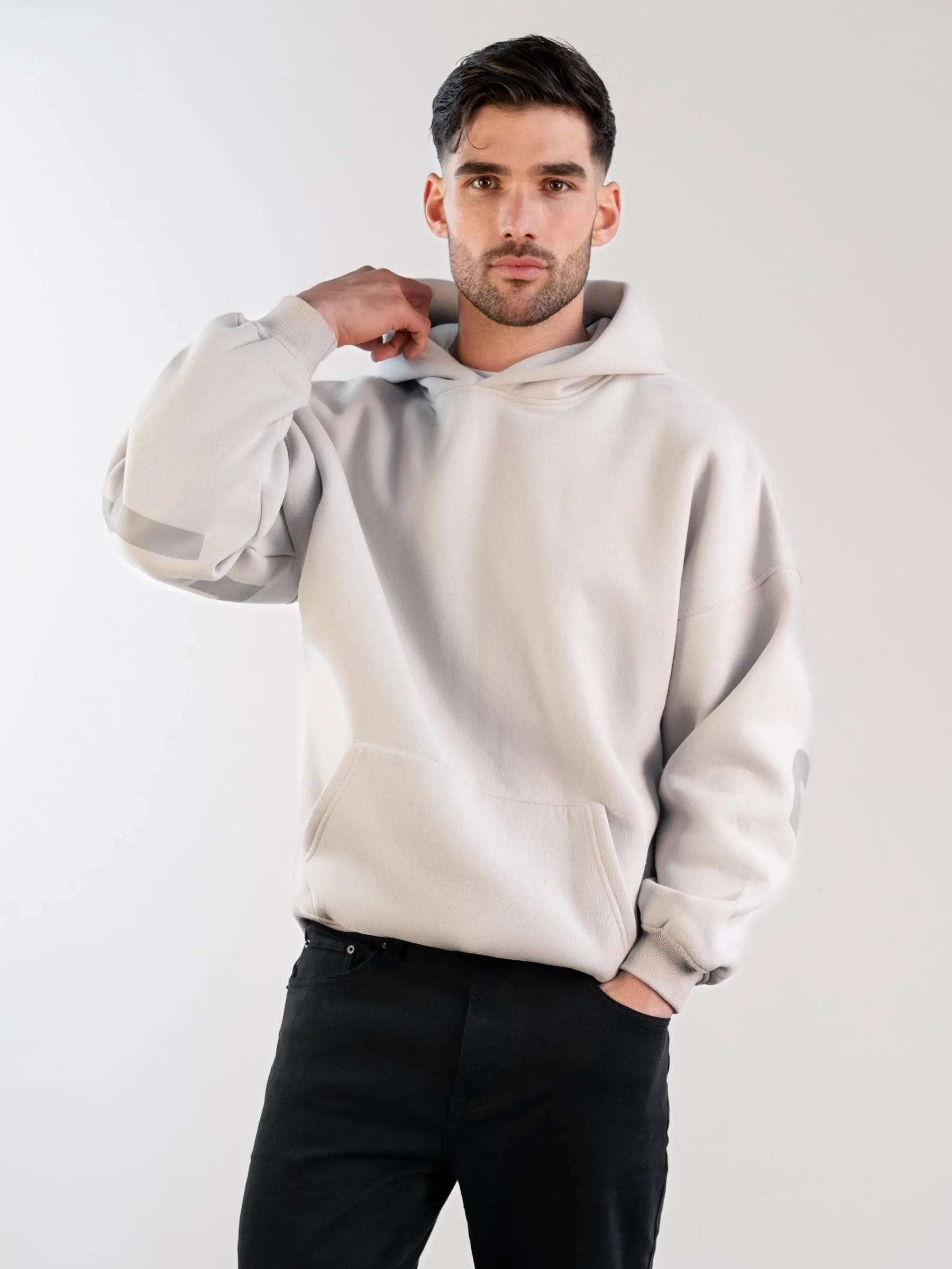 Coffee Shop Vibes Classic Style Tonal Idris Oversized Hoodie - Stone