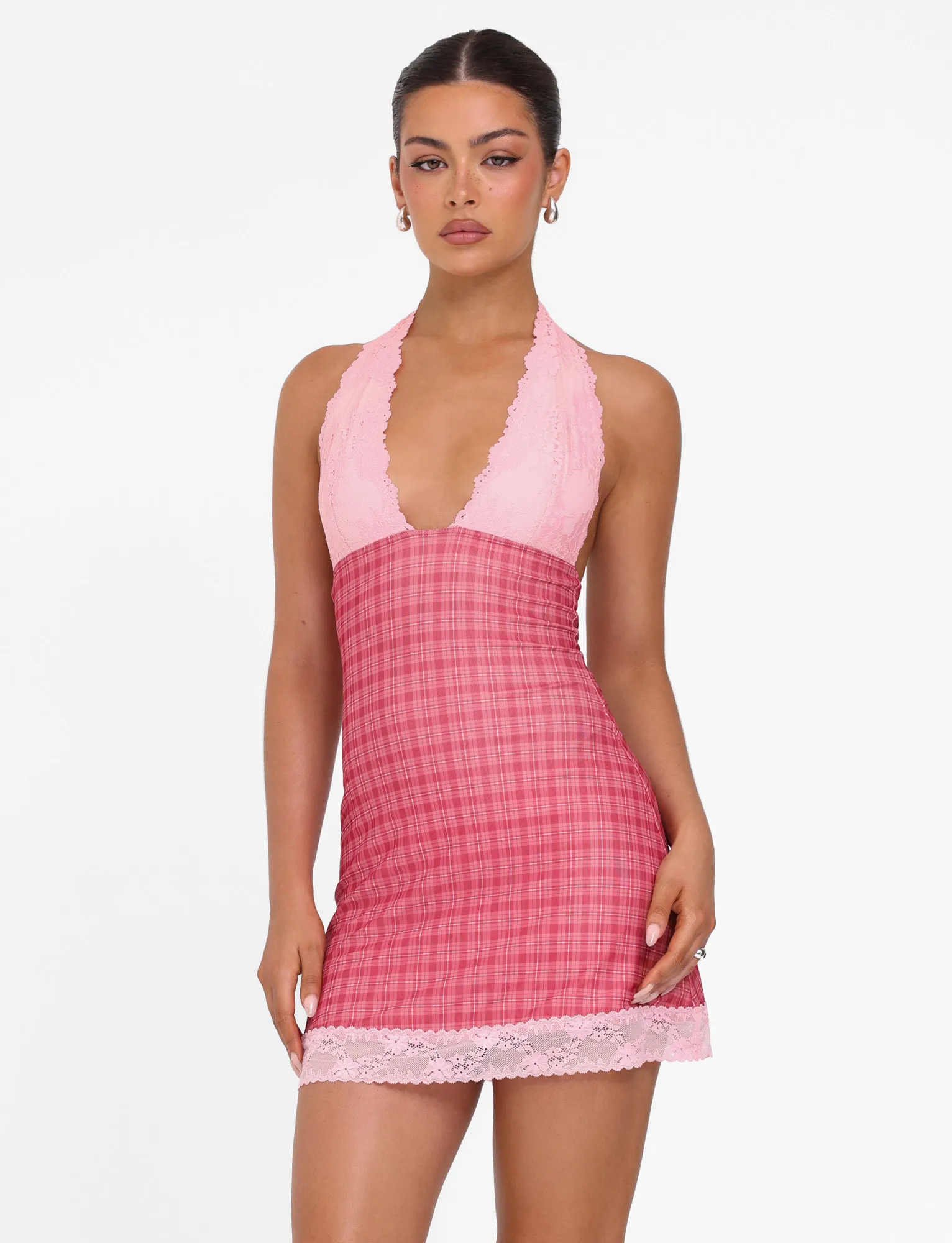 NAVIA DRESS - RED : RED CHECK Grab Quick