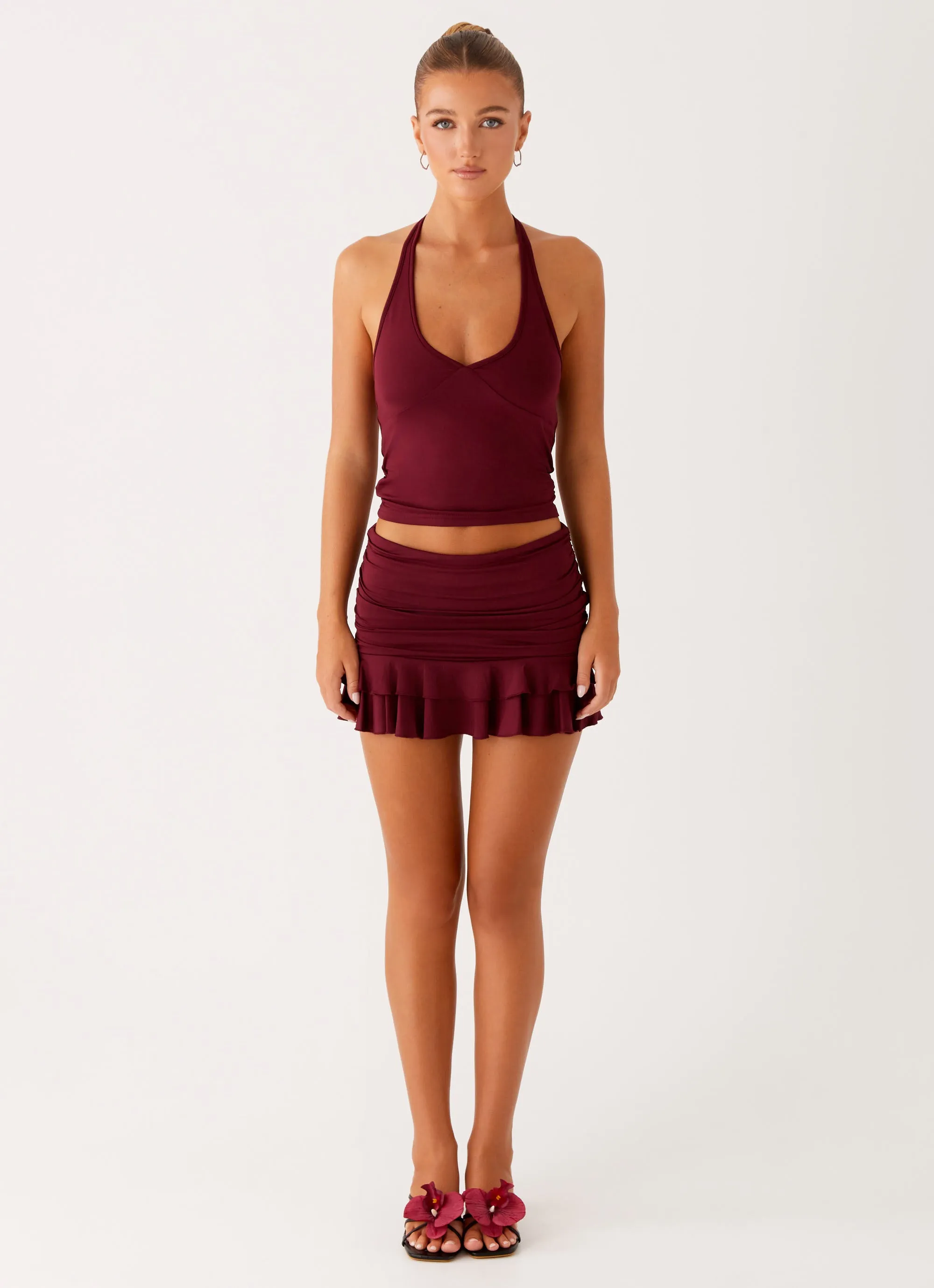 Calm Energy Date Nightwear Bernie Mini Skirt - Raspberry Wine