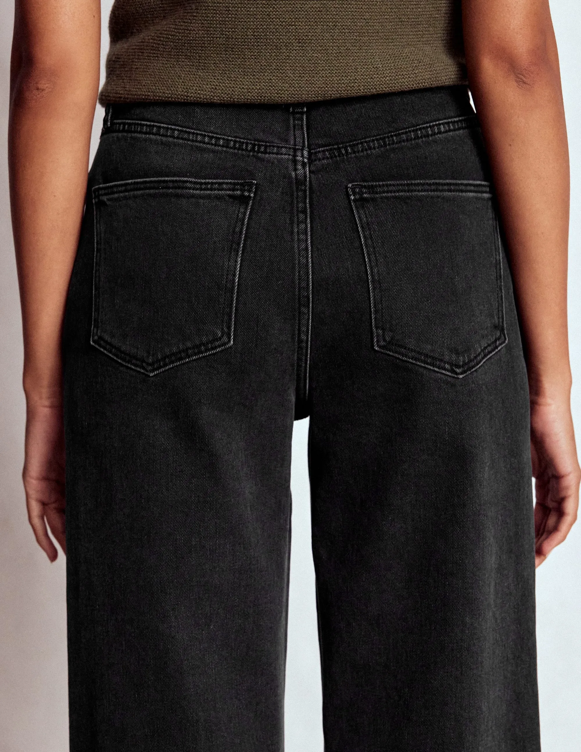 Classic Wear Street Fashion Picnic Style Textured Mid Rise Stretch Jeans-Washed Black