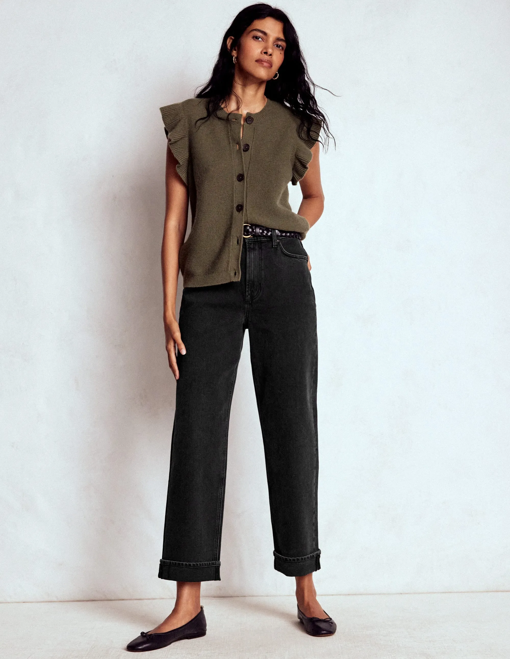 Mid Rise Stretch Jeans-Washed Black Light Wear