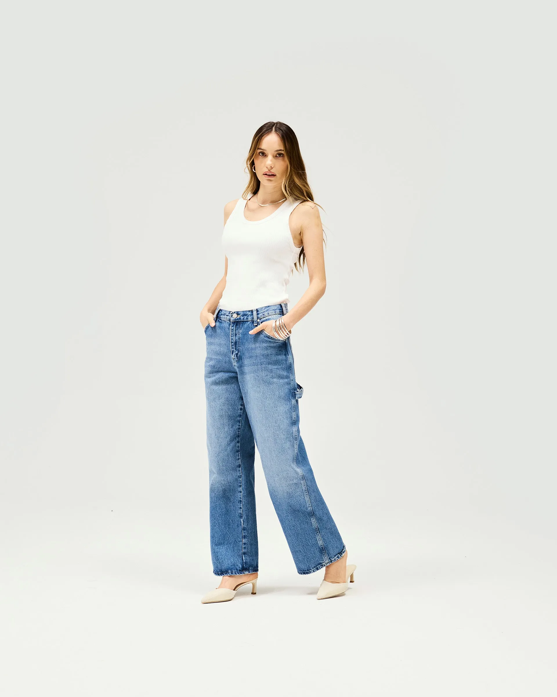 Skater Jean - Washed Blue Luxury Textured Casual Classic