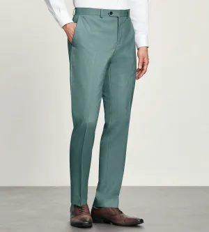 Slim Fit Teal Solid Suit Pants Core Flex Travel-Ready