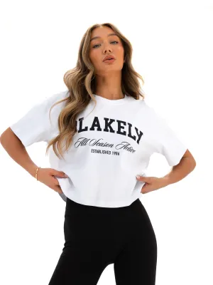 Melrose Cropped T-Shirt - White High Density Knit Comfort and Fit