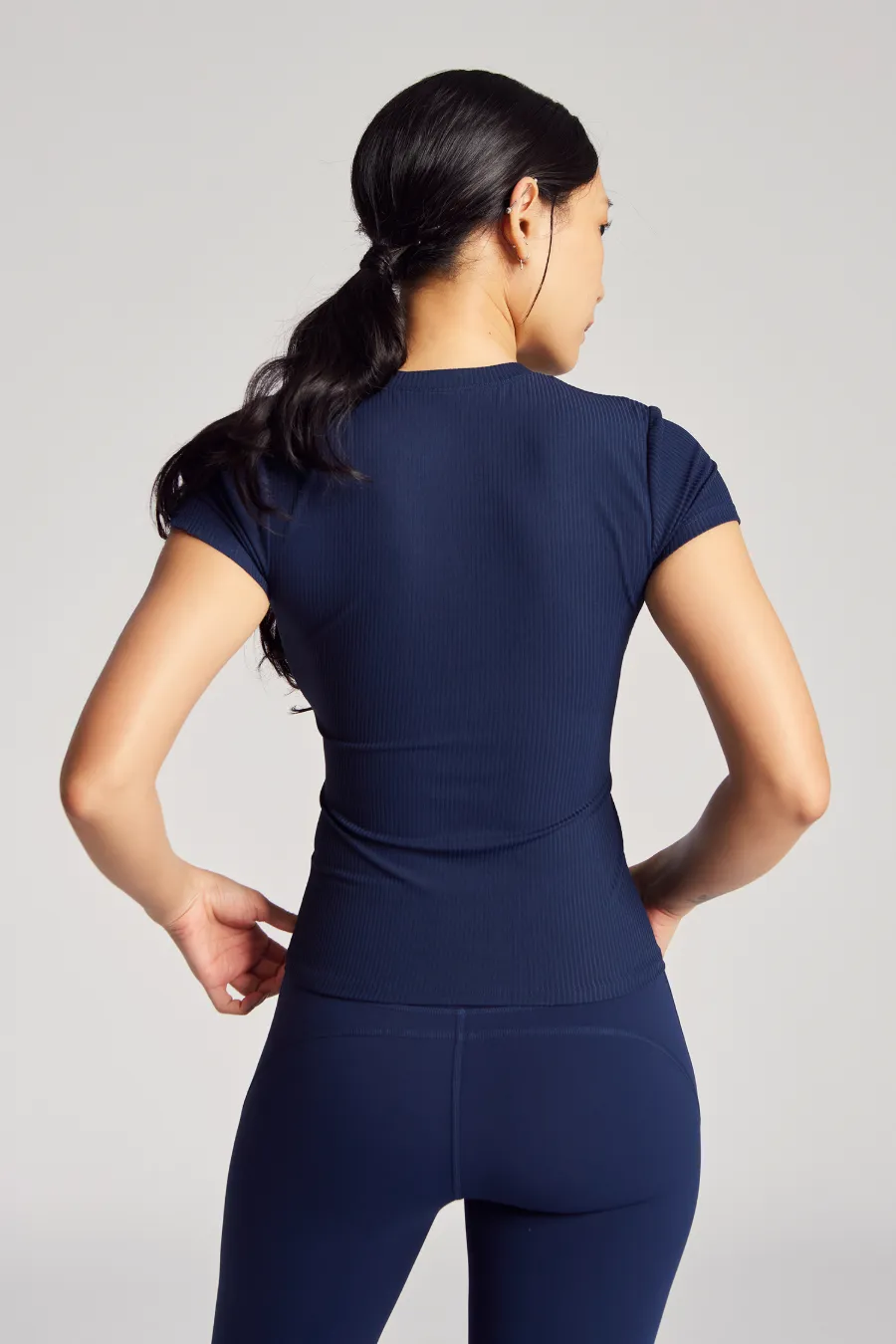 Ribbed collar Like A Hug Tee (Rib) in Dive