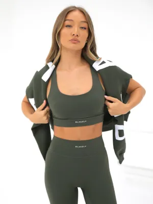 Ultimate Active Bra - Khaki Green Flexible Closure