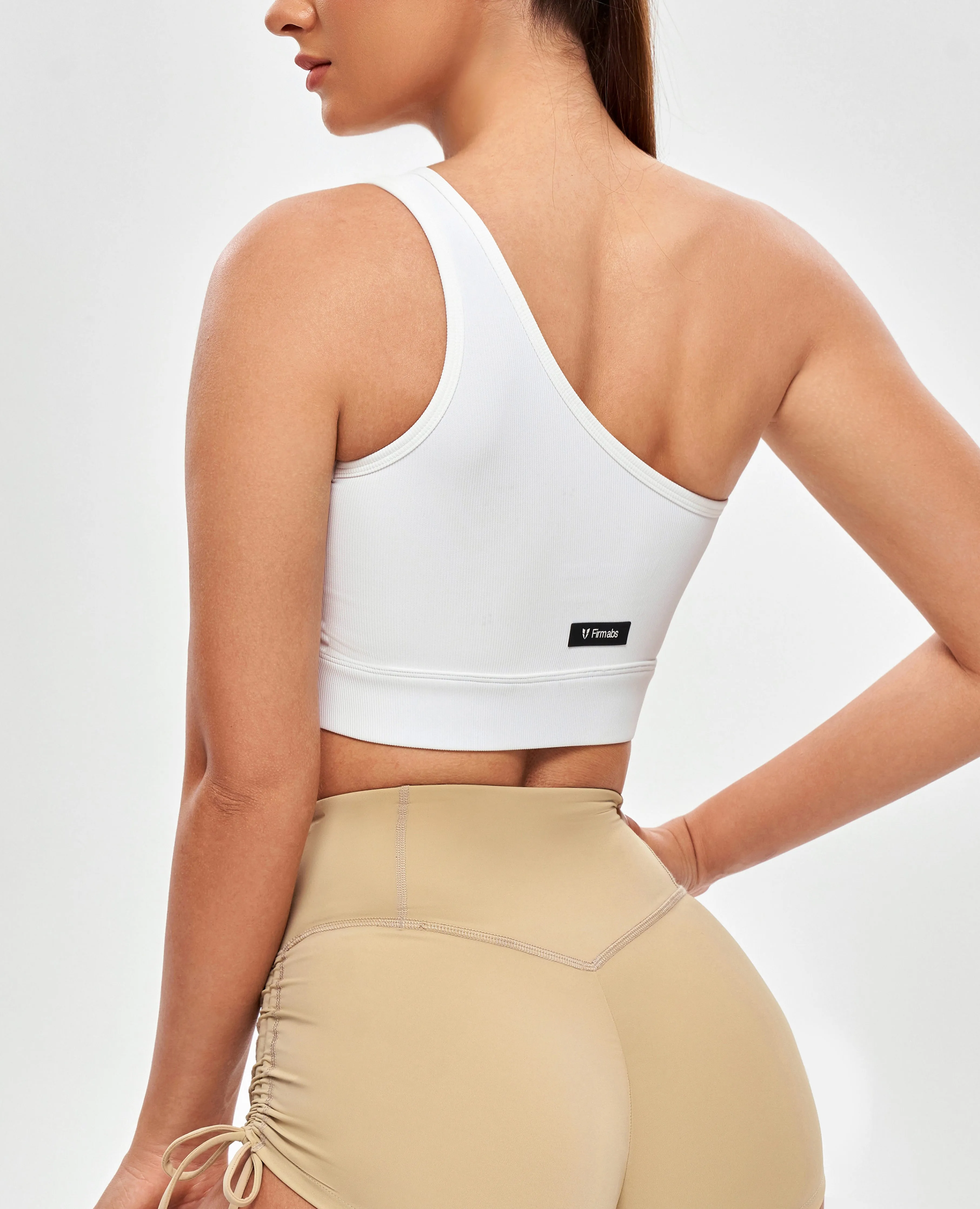 Anti-static One Shoulder Sports Bra - White
