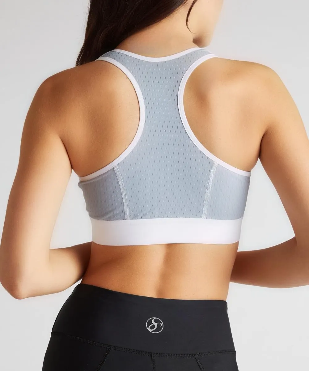 Sustainable workout gear Gray Chrome Racerback Sports Bra