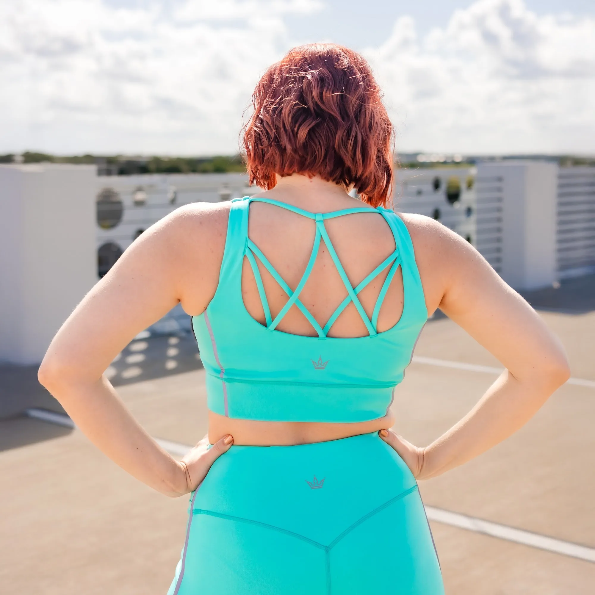 Electric Lagoon Sports Bra Triple stitching