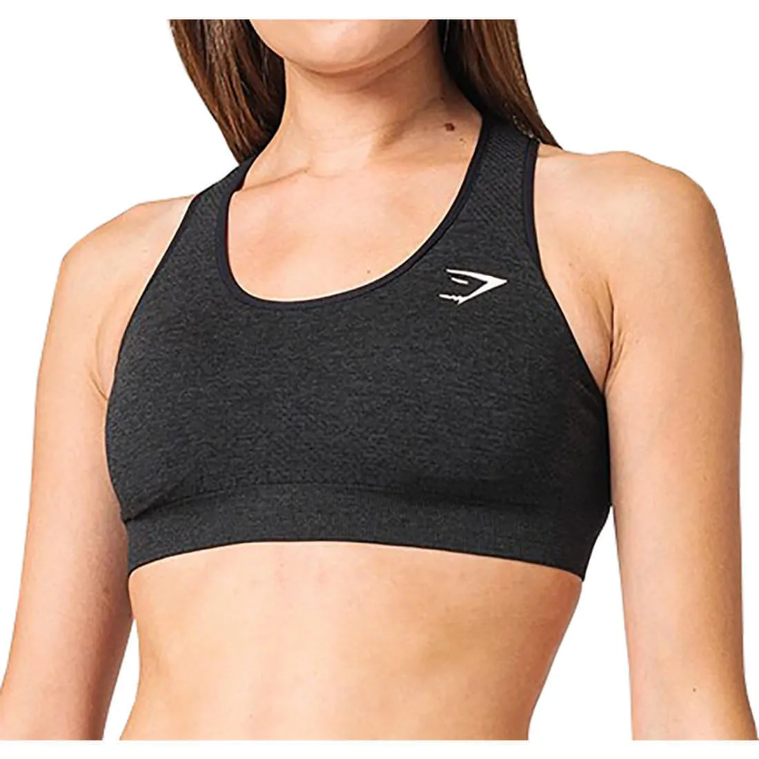 Gymshark Vital Seamless Womens Sports Bra - Black Drawstring closure seams